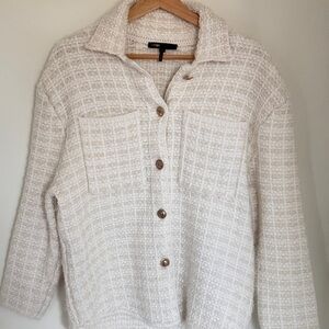 Maje Off-White Textured Knit Jacket